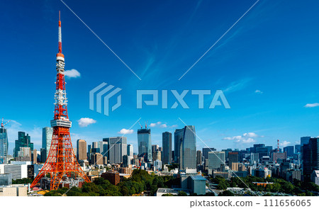 Aerial view of Minato, Tokyo, Japan 111656065