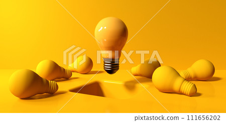 One out unique idea light bulb with a hole on the floor - 3D 111656202