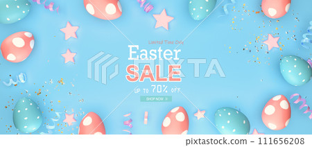 Easter sale message with Easter eggs Easter sale message with Easter eggs 111656208