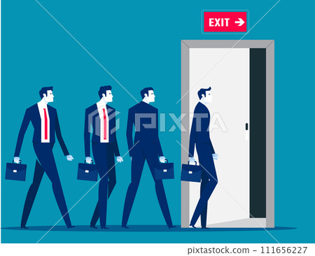 Team walk to the exit. Successfully or Escape vector concept 111656227