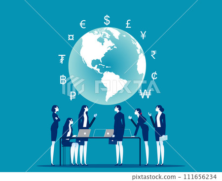World money symbol and Global economy. Currency vector concept 111656234