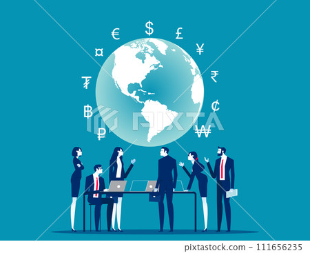 World money symbol and Global economy. Currency vector concept World money symbol and Global economy. Currency vector concept 111656235