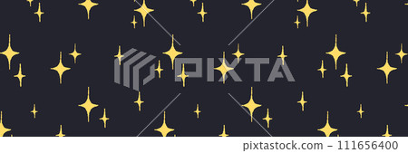 Baby cute seamless pattern with space elements on dark background. Hand drawn flat cartoon style. Vector illustration 111656400