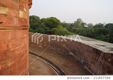 India Agra Agra Fort moat and ramparts 111657160
