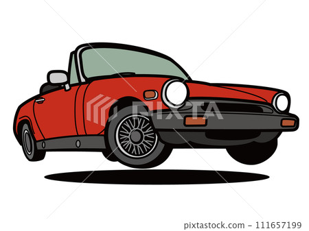 Historic open car red jump car illustration 111657199