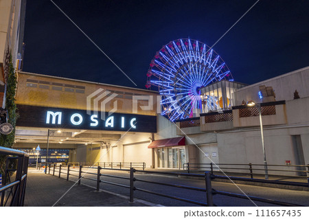 Kobe Harborland umie mosaic and Ferris wheel night view 111657435