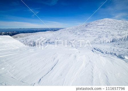 Spectacular winter view of Mt. Moriyoshi, Akita Prefecture 111657796