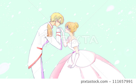 Prince kissing the back of the princess's hand, blonde, Hanabubuki Prince kissing the back of the princess's hand, blonde, Hanabubuki 111657991