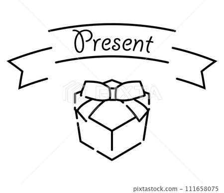 禮物盒/禮物的線條畫插圖 禮物盒/禮物的線條畫插圖 111658075