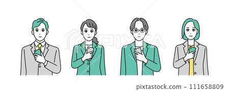 Illustration of a business person using a smartphone 111658809