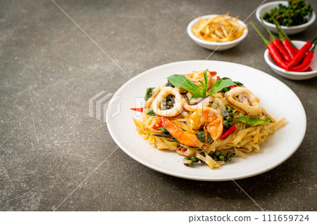 stir fried spicy noodles with sea food stir fried spicy noodles with sea food 111659724