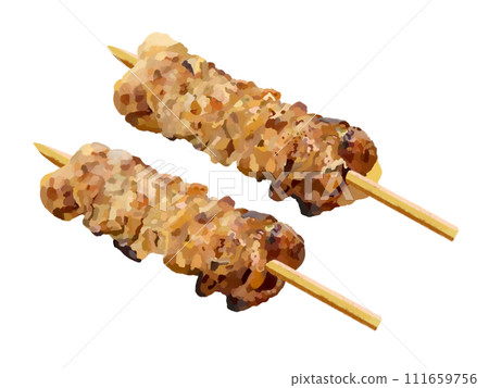 2 pieces of yakitori (chicken skin) 2 pieces of yakitori (chicken skin) 111659756