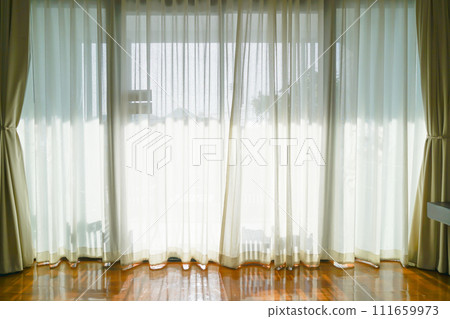 curtain with window and sunlight 111659973