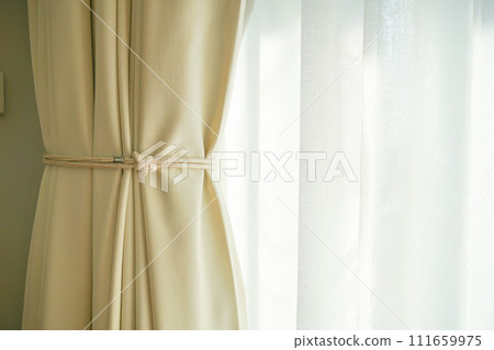 curtain with window and sunlight curtain with window and sunlight 111659975