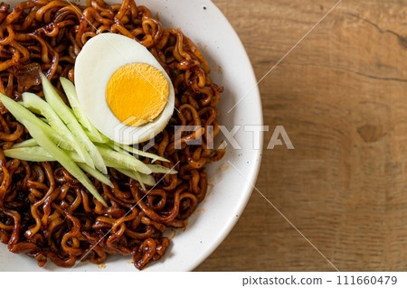 Korean Instant Noodle with Black Bean Sauce (Jajangmyeon or JJajangmyeon) Korean Instant Noodle with Black Bean Sauce (Jajangmyeon or JJajangmyeon) 111660479