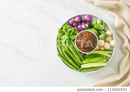 Fermented Fish Chili Paste with Fresh Vegetables 111660583