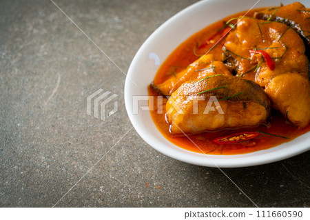 Redtail Catfish Fish in Dried Red Curry Sauce that called Choo Chee Redtail Catfish Fish in Dried Red Curry Sauce that called Choo Chee 111660590