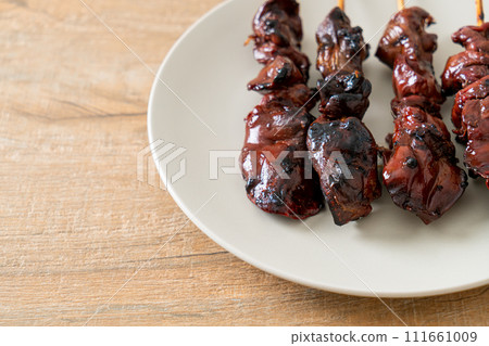 grilled chicken liver skewer yakitori serve in izakaya style grilled chicken liver skewer yakitori serve in izakaya style 111661009