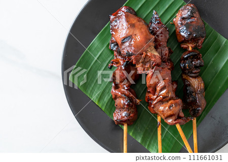 grilled chicken liver skewer in Asian style 111661031