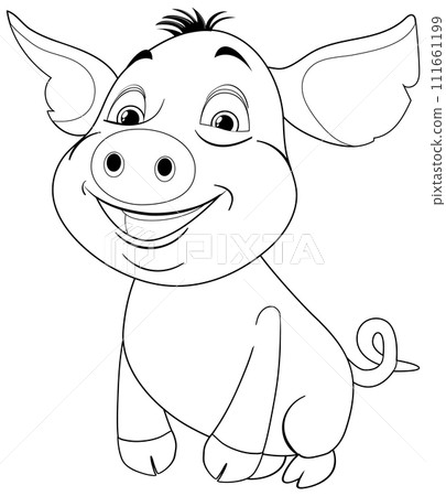 Cheerful Cartoon Pig Illustration 111661199