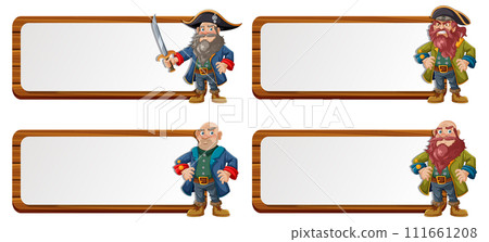 Pirate Characters with Blank Banners 111661208