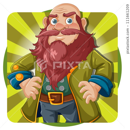 Cheerful Bearded Fantasy Dwarf Illustration 111661209