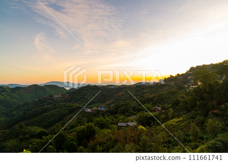 beautiful mountain hill with sky 111661741
