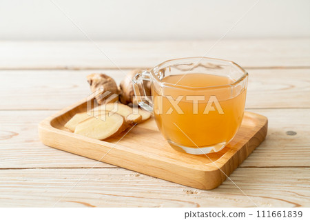 fresh and hot ginger juice glass 111661839