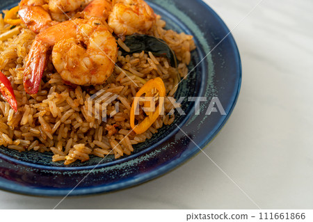 shrimps fried rice with herbs and spices shrimps fried rice with herbs and spices 111661866