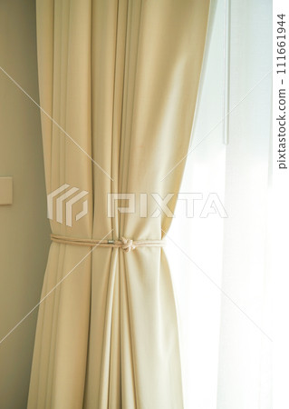 curtain with window and sunlight 111661944
