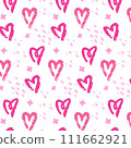 Hand drawn doodle style hearts seamless pattern 111662921