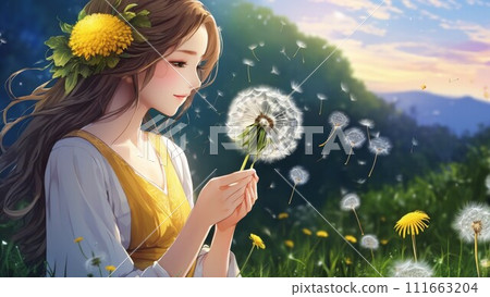 A woman giving flowers A woman giving flowers 111663204