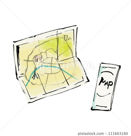 Hand drawn illustration of map of Paris in France Hand drawn illustration of map of Paris in France 111663280