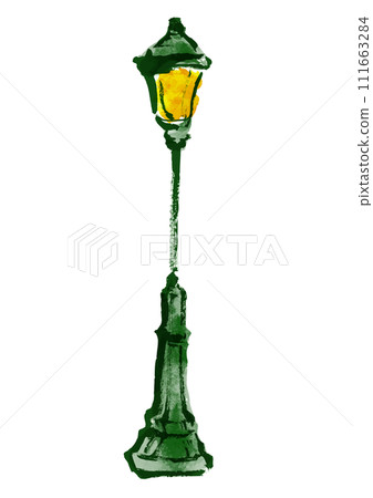 European style gas lamp, hand drawn illustration of street lamp 111663284