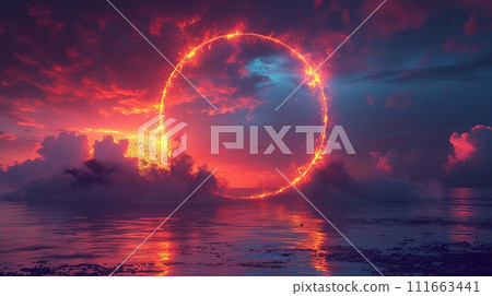 Futuristic city background with neon lights. 111663441