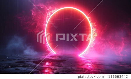 futuristic background with neon lights. Sci-fi style. 111663442