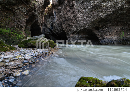 Aksu Canyon with river in mountains in Kazakhstan Aksu Canyon with river in mountains in Kazakhstan 111663724