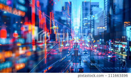 Composite image of stock price chart and cityscape 111663896