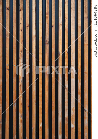 background with texture of wooden slats for decorative exterior decoration background with texture of wooden slats for decorative exterior decoration 111664296