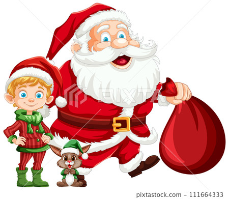 Santa Claus with Elf and Reindeer Buddy Santa Claus with Elf and Reindeer Buddy 111664333