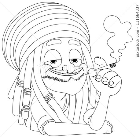 Relaxed Character Enjoying a Smoke 111664337