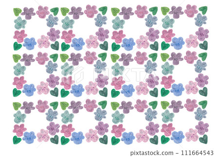 12個現代紫羅蘭花和葉花環的插圖L，塗有透明水彩畫 111664543