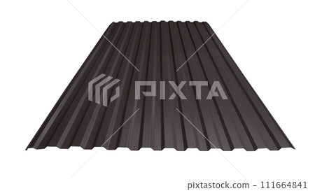 Roof wave ripple profile metal sheet colored wooden texture isolated on white background Roof wave ripple profile metal sheet colored wooden texture isolated on white background 111664841