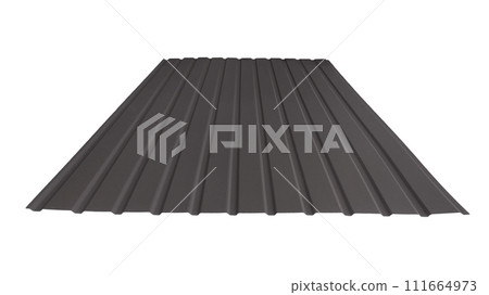 Roof wave ripple profile metal sheet colored wooden texture isolated on white background Roof wave ripple profile metal sheet colored wooden texture isolated on white background 111664973