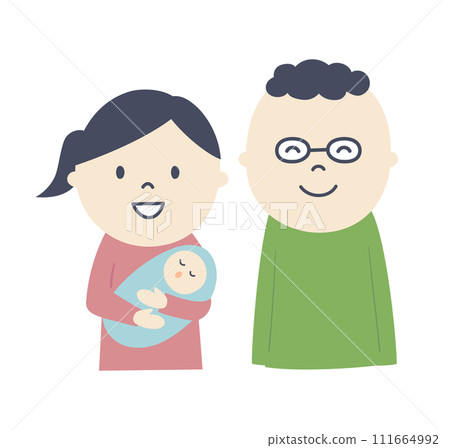 Illustration of a baby and a couple Illustration of a baby and a couple 111664992