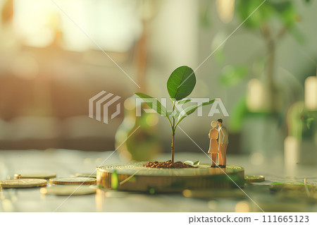 People who grow money with sprouts (3D) People who grow money with sprouts (3D) 111665123