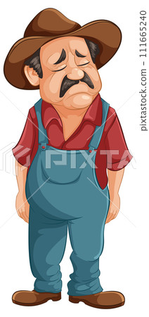 Sorrowful Cowboy in Thoughtful Stance 111665240