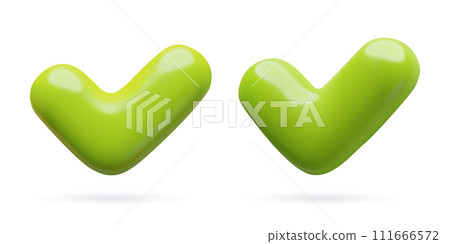 3d realistic green check mark icons set isolated on white background. Approvement, ok, positive sign 3d realistic green check mark icons set isolated on white background. Approvement, ok, positive sign 111666572