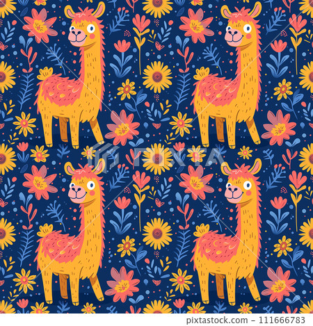 Cute Funny Cute Blue Seamless Pattern Background with Lama Pattern Background with Lama Cute Funny Cute Blue Seamless Pattern Background with Lama Pattern Background with Lama 111666783