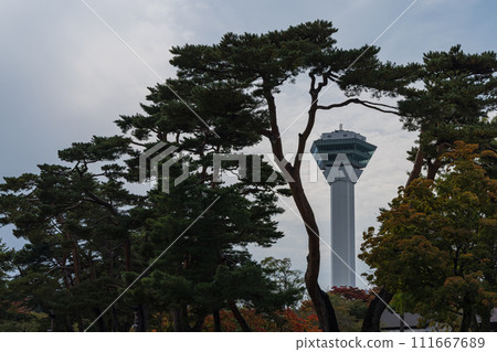 Goryokaku Tower seen from Goryokaku Park in Hakodate, Hokkaido, Japan Goryokaku Tower seen from Goryokaku Park in Hakodate, Hokkaido, Japan 111667689